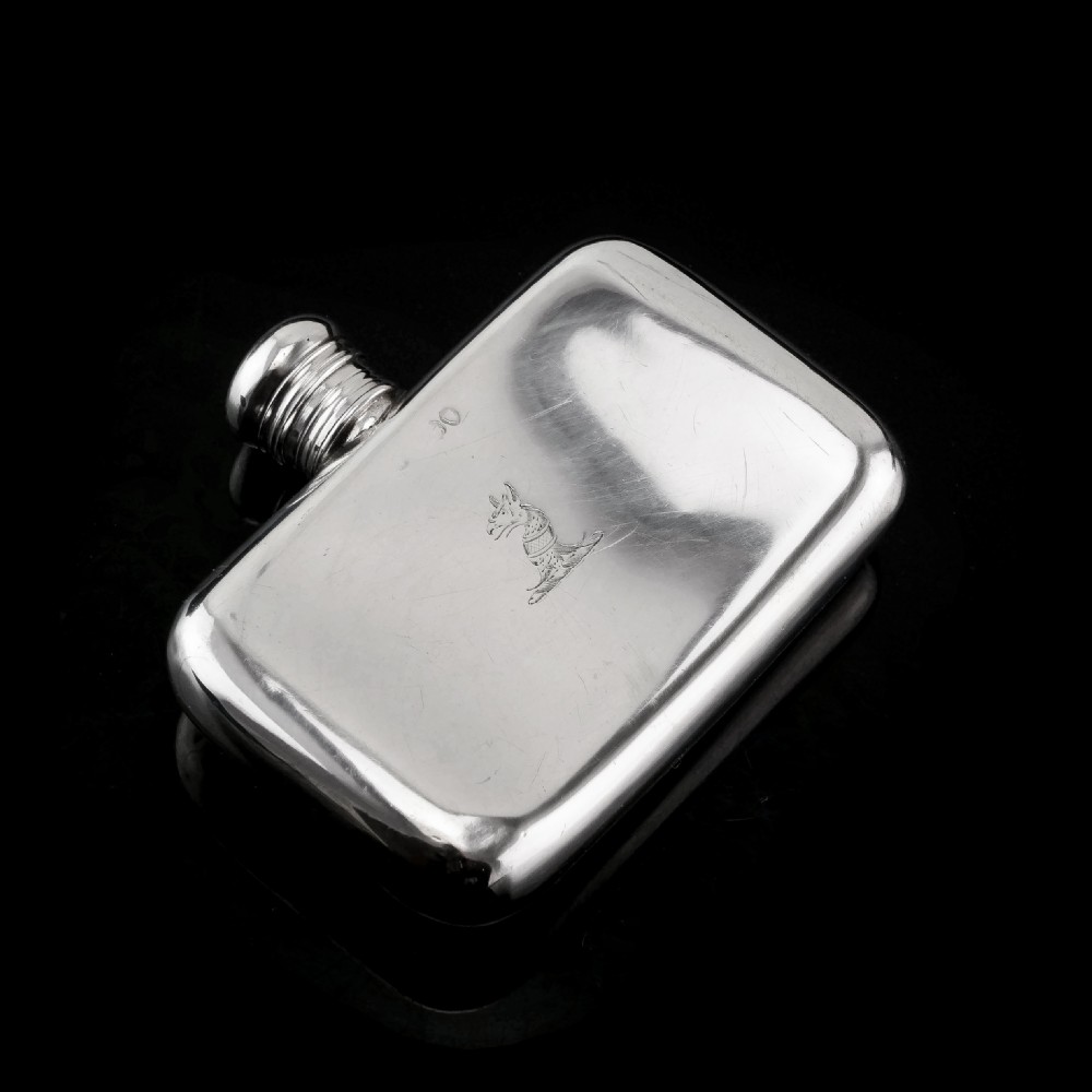 Antique Victorian Solid Silver Curved Hip Flask - London 1864 View XVI