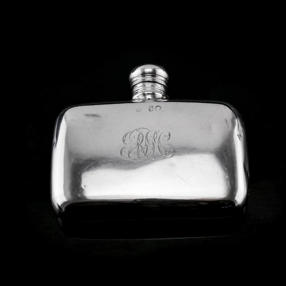 Antique Victorian Solid Silver Curved Hip Flask - London 1864 View XVII