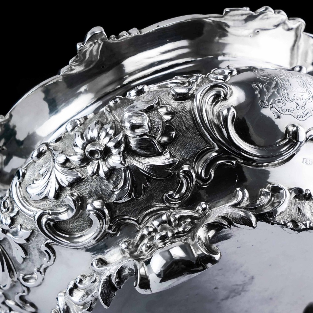 Antique Victorian Solid Silver Bowl Magnificently Chased - John Edward Terrey 1844 View XIX