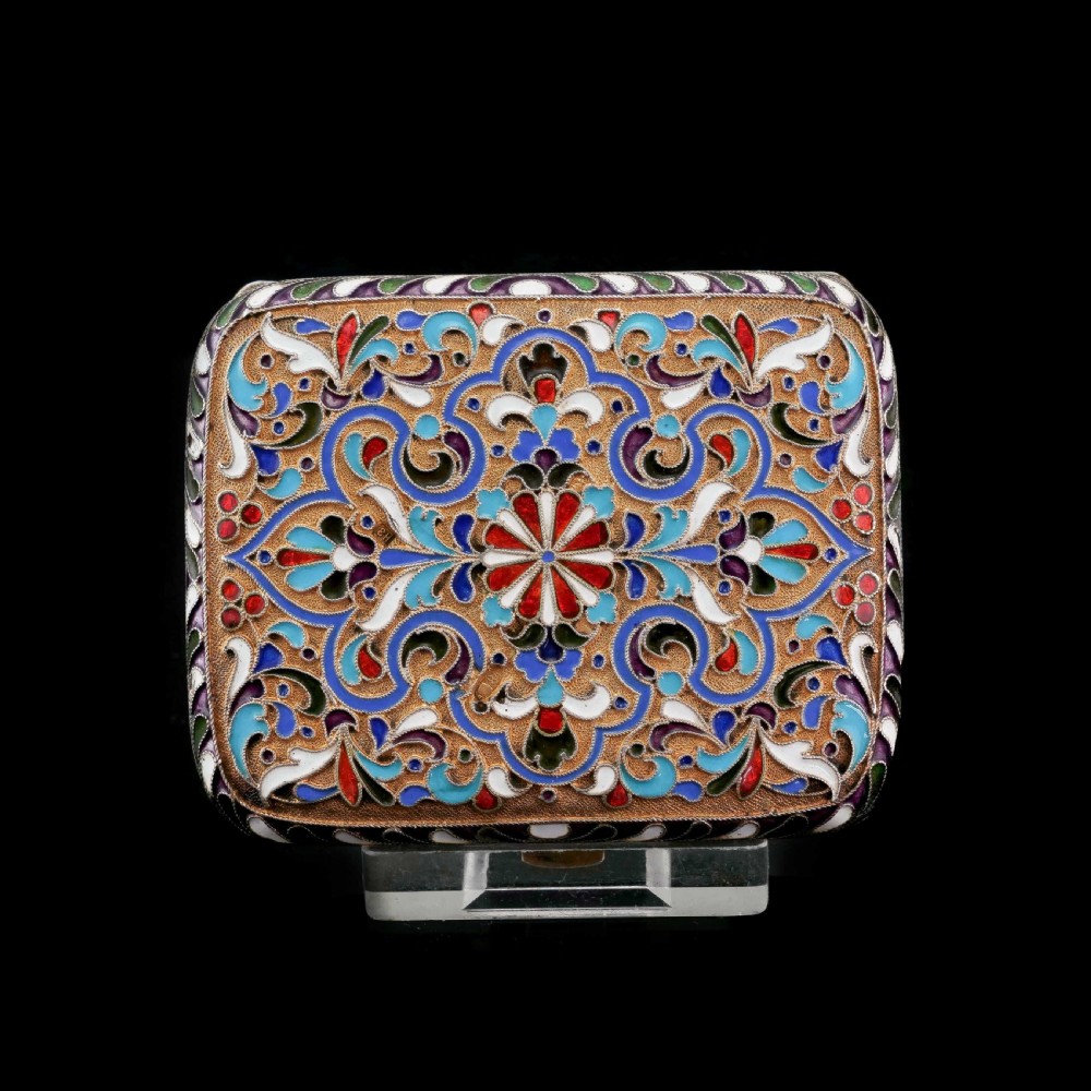 Antique Imperial Russian Solid Silver Cloisonne Enamel Purse/Case - Zverev Nikolay Nikolayevich c.1900 View IV