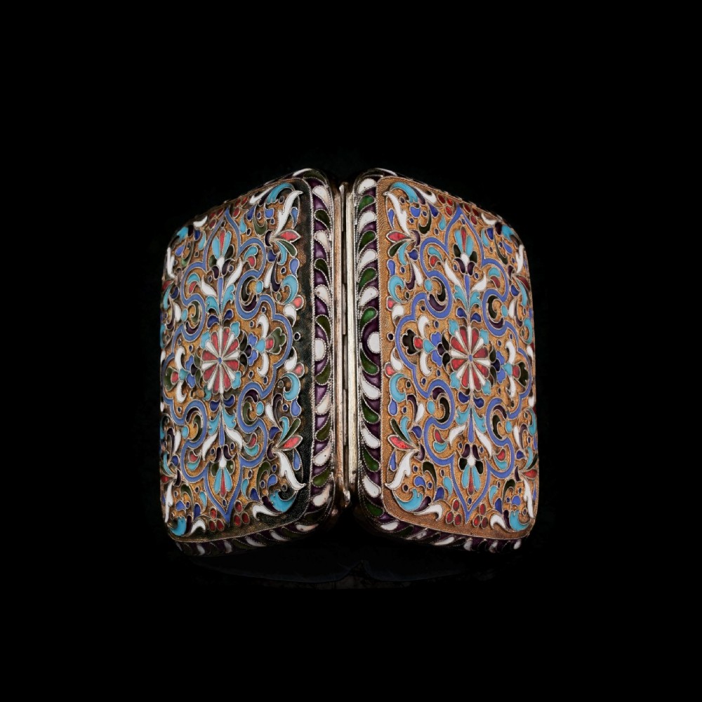 Antique Imperial Russian Solid Silver Cloisonne Enamel Purse/Case - Zverev Nikolay Nikolayevich c.1900 View IX