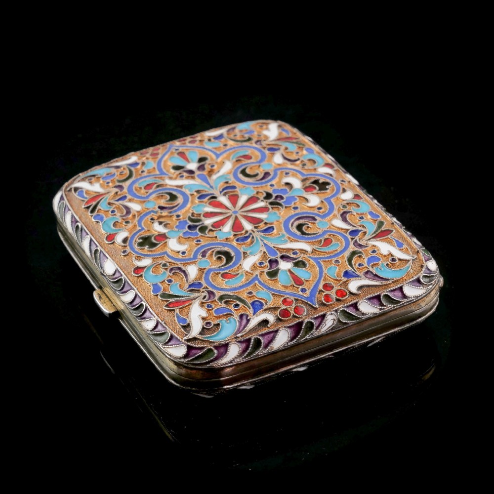 Antique Imperial Russian Solid Silver Cloisonne Enamel Purse/Case - Zverev Nikolay Nikolayevich c.1900 View X