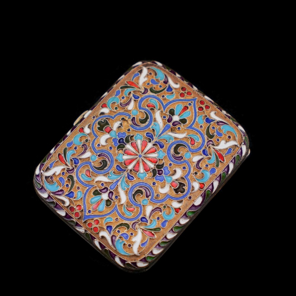 Antique Imperial Russian Solid Silver Cloisonne Enamel Purse/Case - Zverev Nikolay Nikolayevich c.1900 View XVII