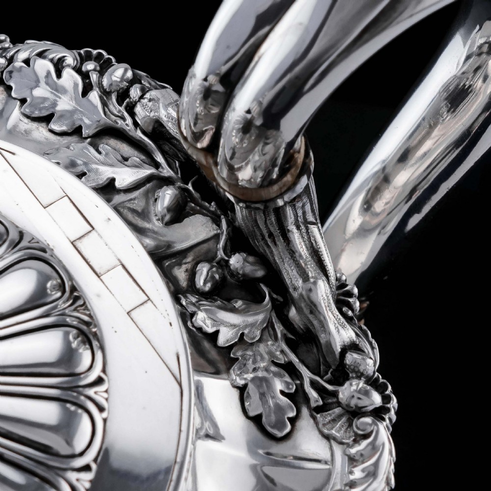Antique Georgian Solid Silver Teapot Fluted Design by John Bridge (Rundell, Bridge & Rundell) 1827 - Top Maker View XVIII