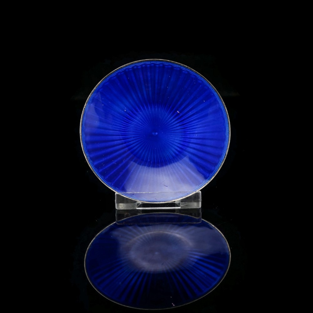 Antique Solid Silver Blue Guilloche Enamel Pin Dish - Henry James Hulbert 1914 View II