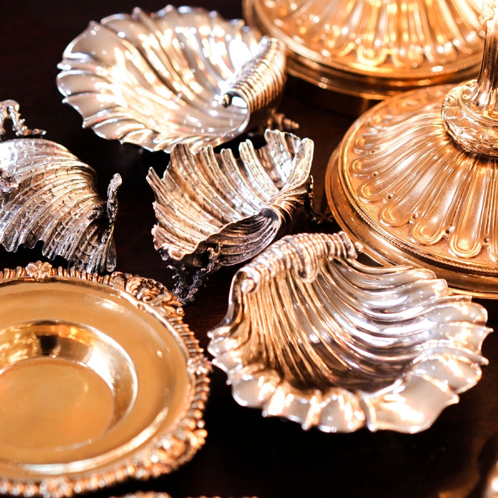 Antique Solid Silver Shell Salt/Butter Dishes in Marvellous Cast Form - Mary Sibley & Richard Sibley 1838 View IX