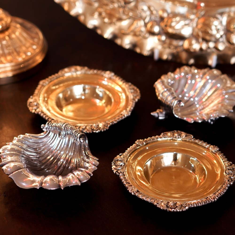 Antique Solid Silver Shell Salt/Butter Dishes in Marvellous Cast Form - Mary Sibley & Richard Sibley 1838 View X