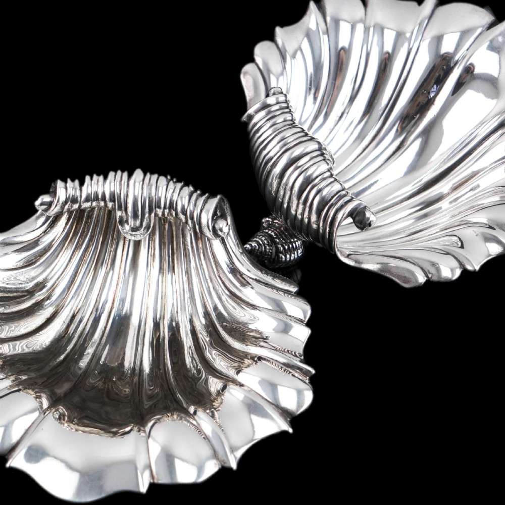 Antique Solid Silver Shell Salt/Butter Dishes in Marvellous Cast Form - Mary Sibley & Richard Sibley 1838 View XI