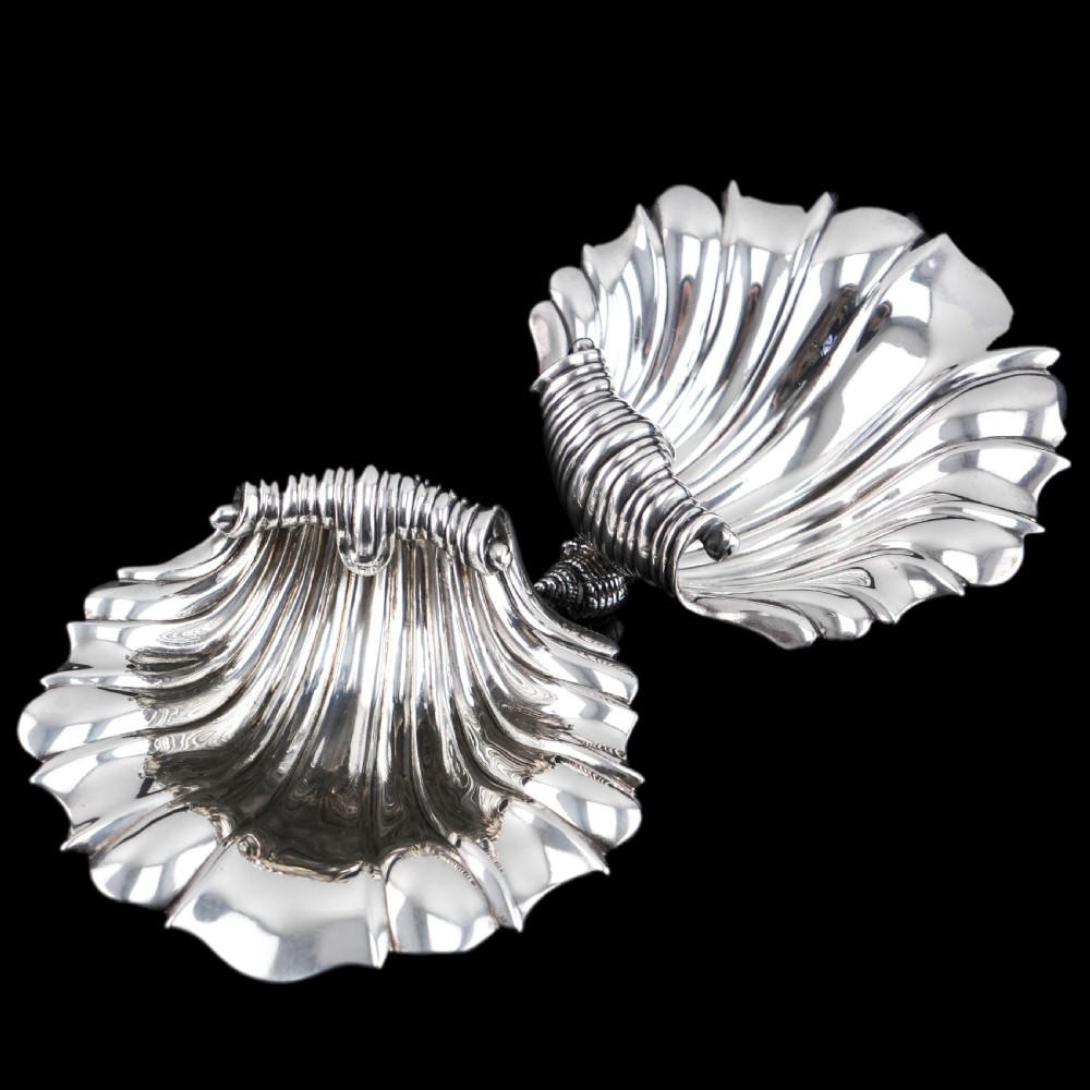 Antique Solid Silver Shell Salt/Butter Dishes in Marvellous Cast Form - Mary Sibley & Richard Sibley 1838 View XII