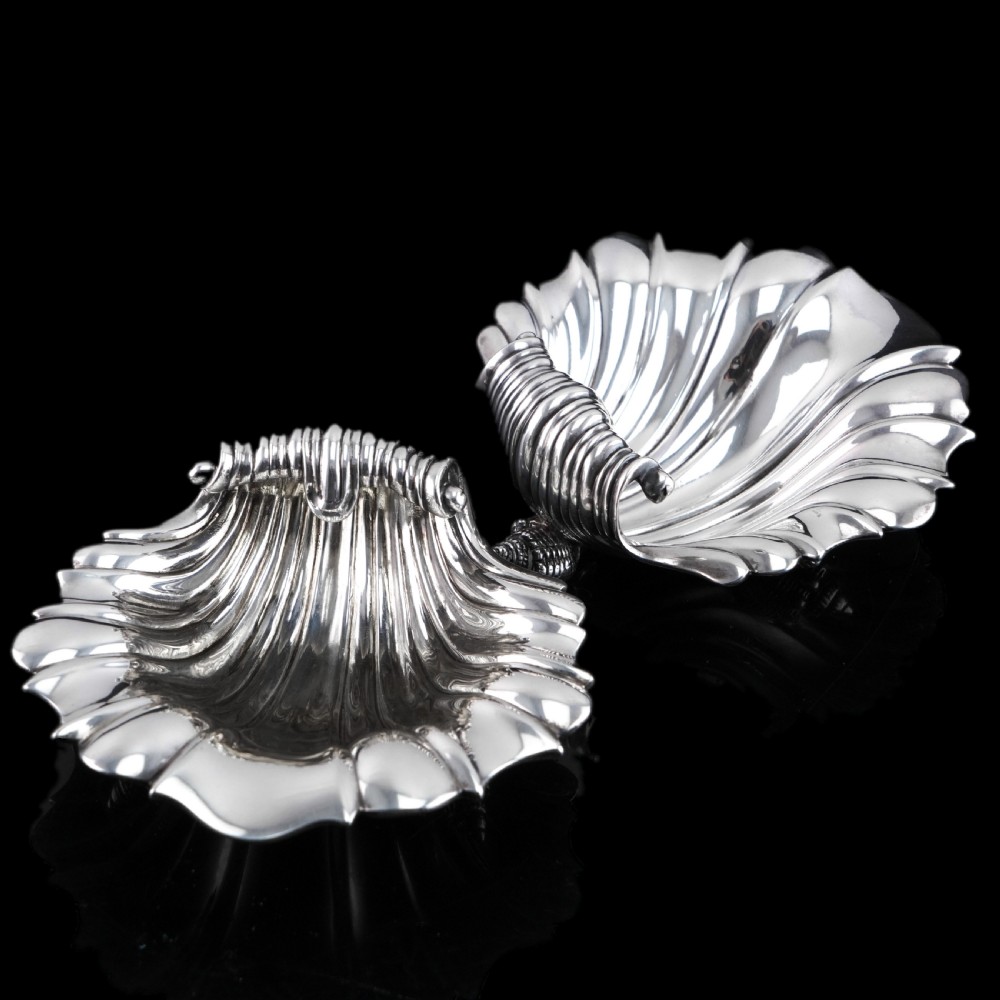Antique Solid Silver Shell Salt/Butter Dishes in Marvellous Cast Form - Mary Sibley & Richard Sibley 1838 View XIII
