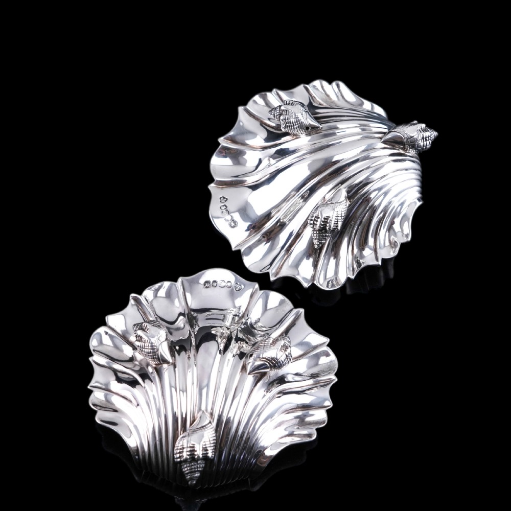 Antique Solid Silver Shell Salt/Butter Dishes in Marvellous Cast Form - Mary Sibley & Richard Sibley 1838 View XVIII