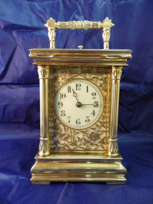 FRENCH REPEATING CARRIAGE CLOCK STUNNING MASK DIAL - ADDITIONAL PHOTO 1