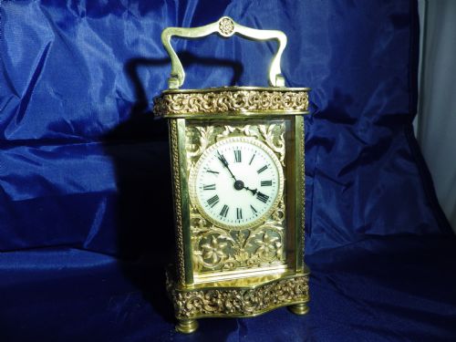 FRENCH CARRIAGE CLOCK MASKED DIAL AND GILDED CHASING - ADDITIONAL PHOTO 1