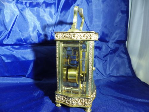FRENCH CARRIAGE CLOCK MASKED DIAL AND GILDED CHASING - ADDITIONAL PHOTO 2