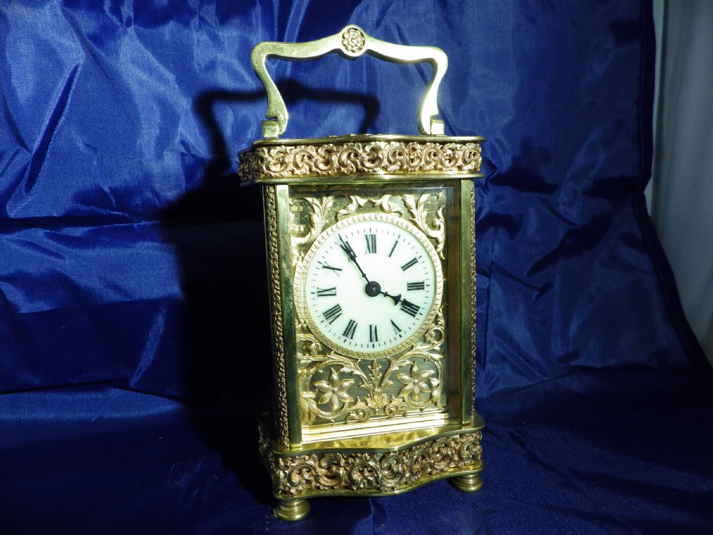 French Carriage Clock Masked Dial and gilded chasing View II