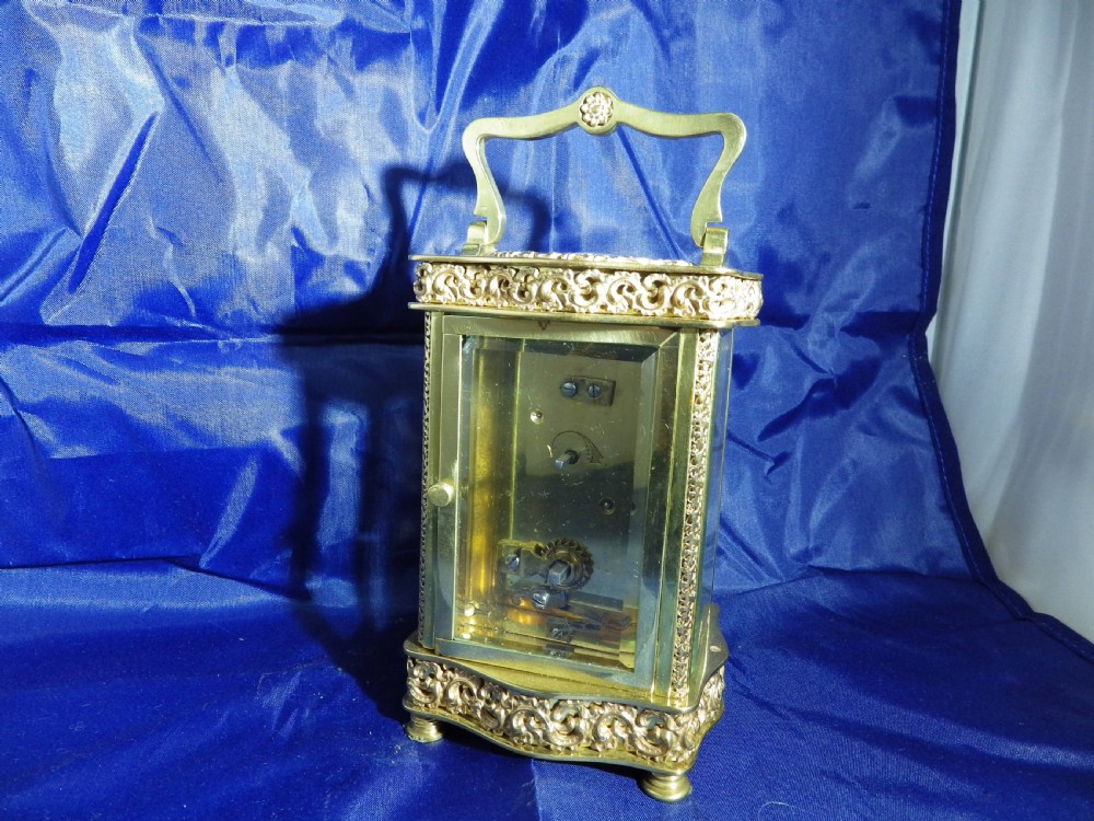 French Carriage Clock Masked Dial and gilded chasing View IV