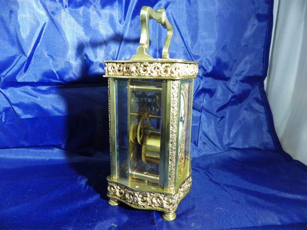French Carriage Clock Masked Dial and gilded chasing View V