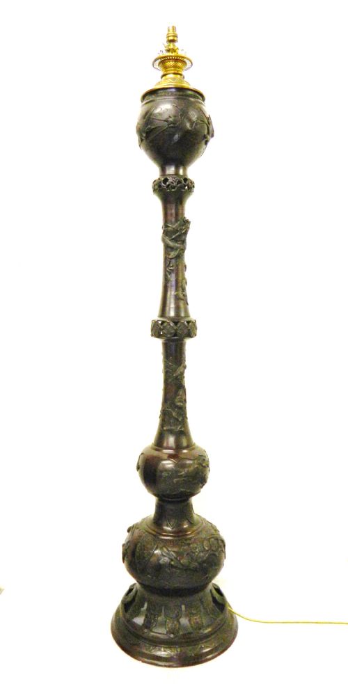 Japanese Bronze Lampstand
