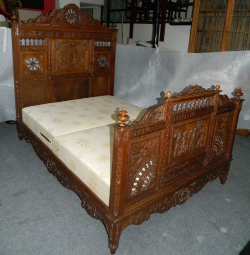 fig 1. french breton carved oak bed