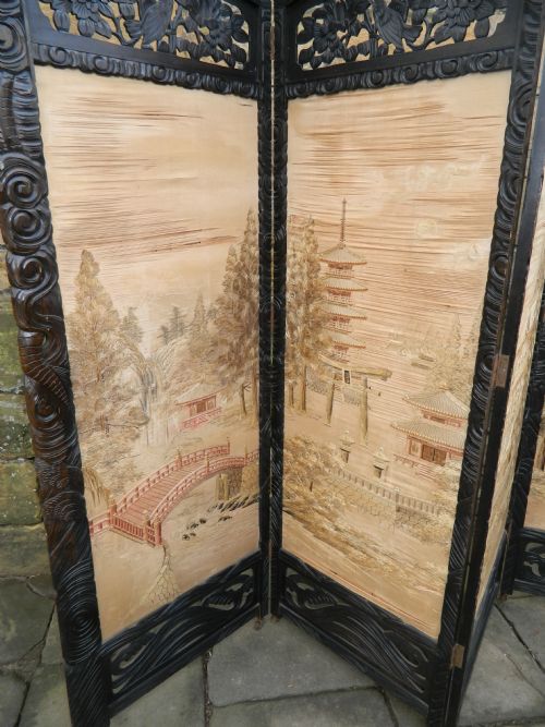 fig 1. oriental four fold embroidered room screen