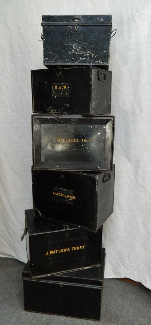 Six Metal Deed Boxes