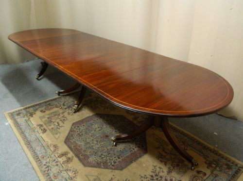 Large 12'  Mahogany Triple Pillar Dining Table