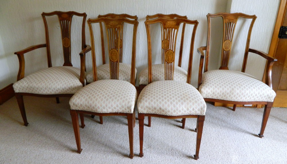 six mahogany dining chairs