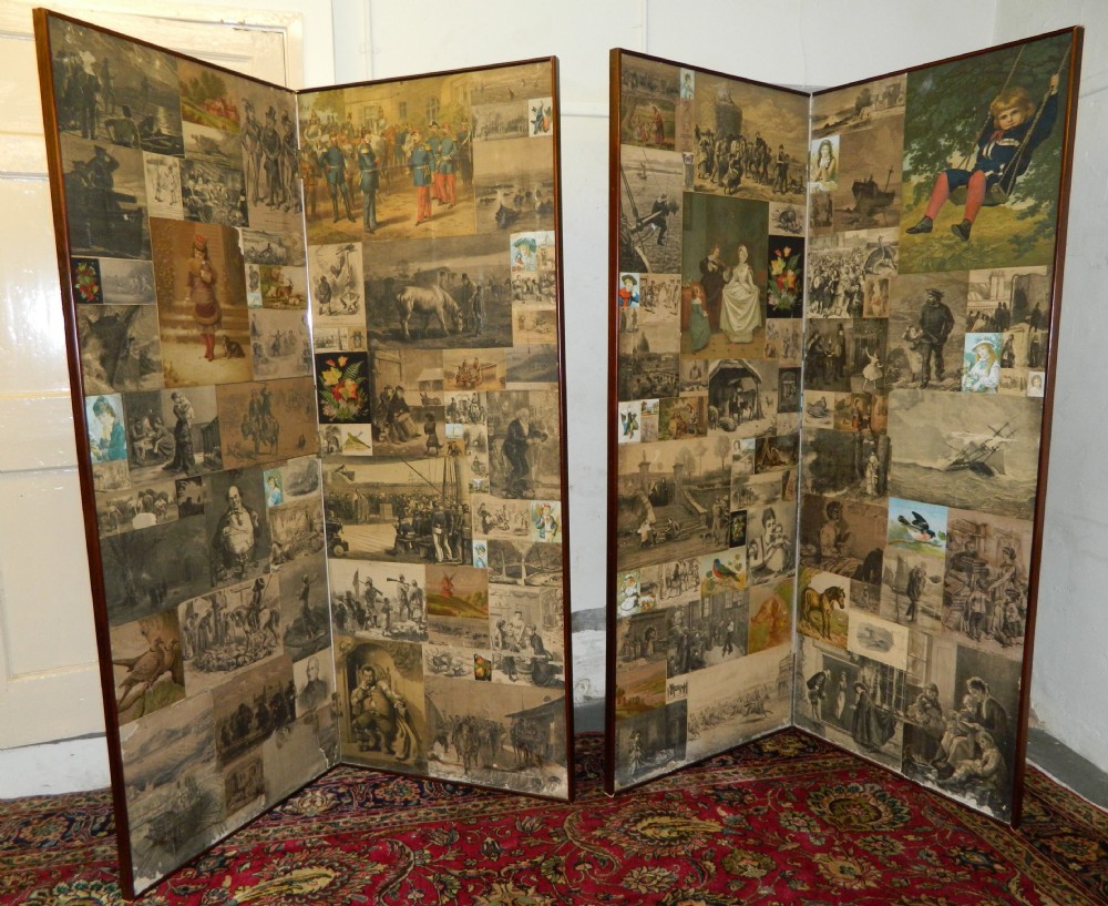 a pair of victorian scrap  screens