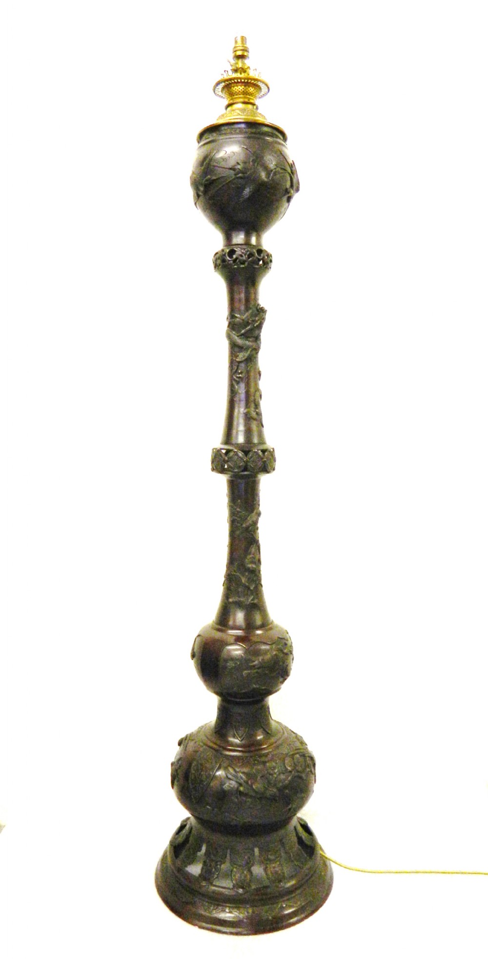 japanese bronze lampstand