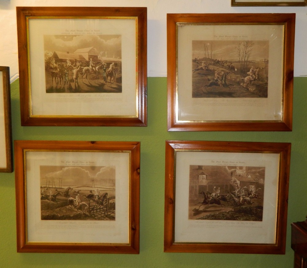 set of engravings - The First Steeple Chase On Record