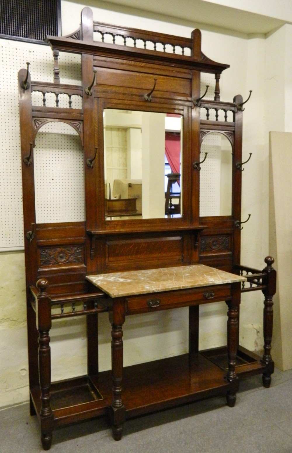 large oak hall stand