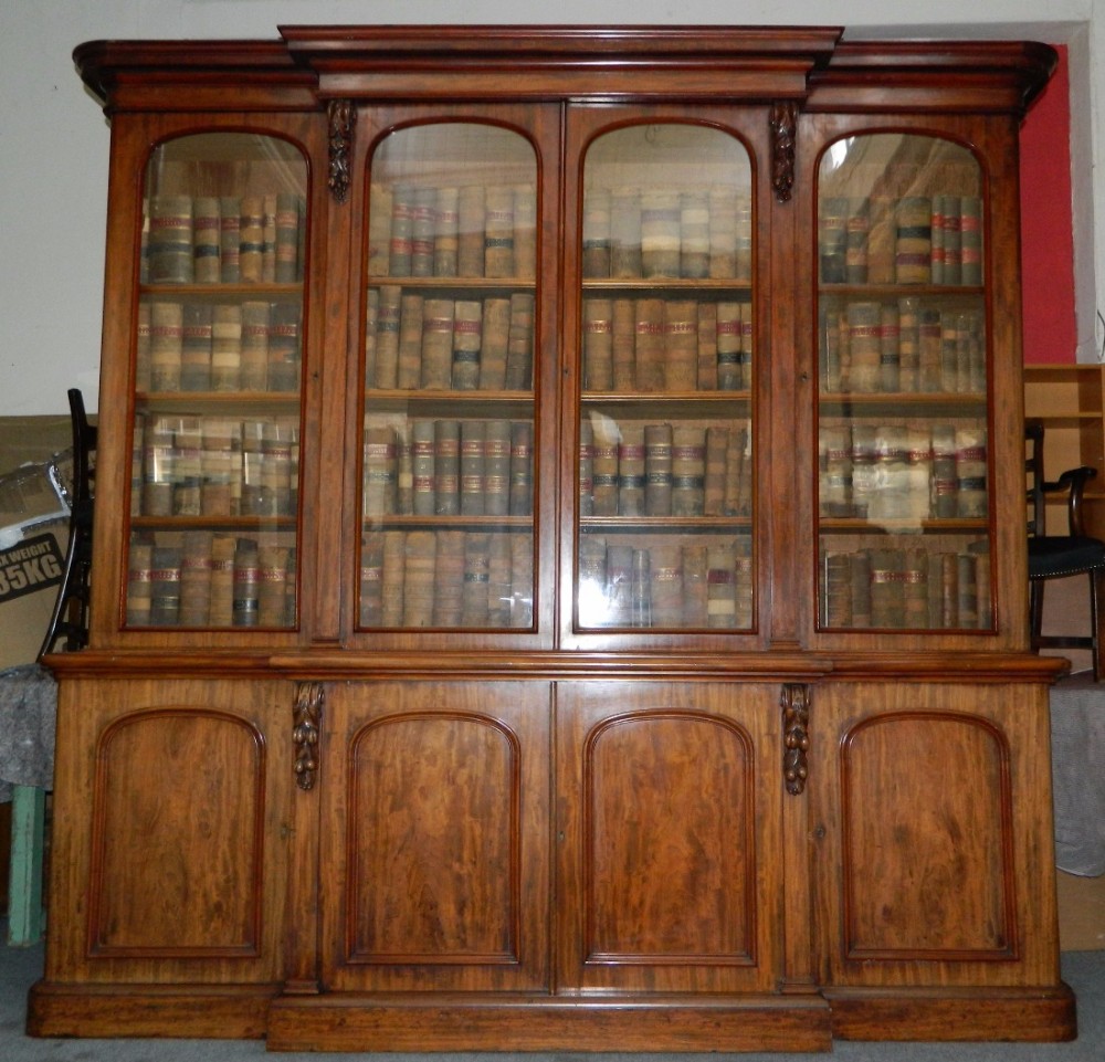 large mahogany breakfront bookcase