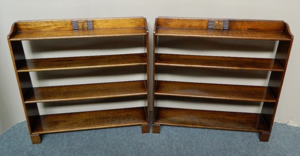 pair of Art Deco oak bookshelves