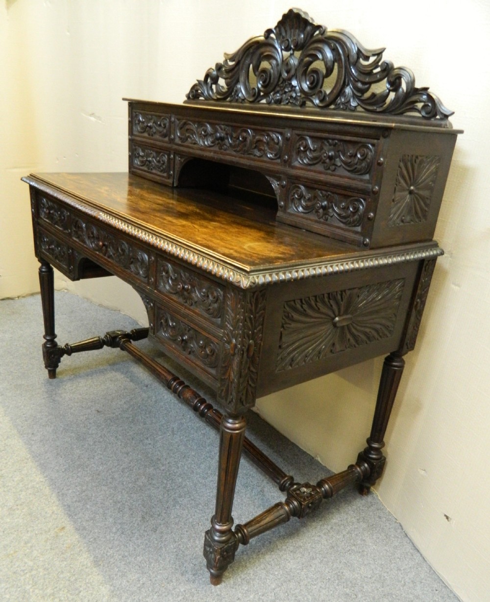 carved oak desk  View II
