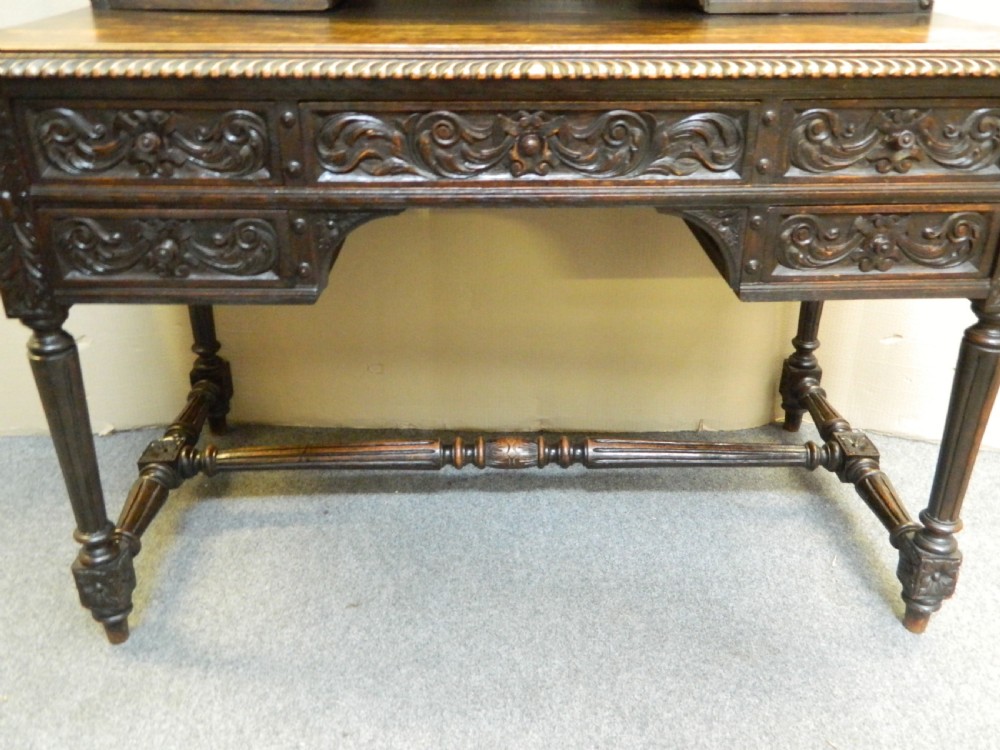 carved oak desk  View IV