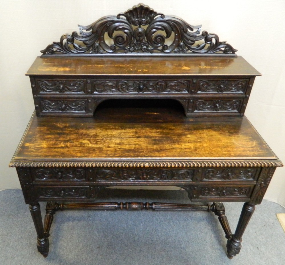 carved oak desk  View VI