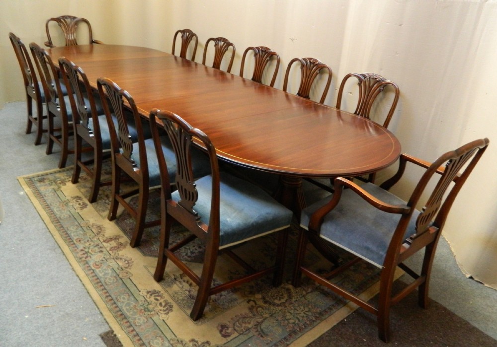 large 12'  mahogany triple pillar dining table View II