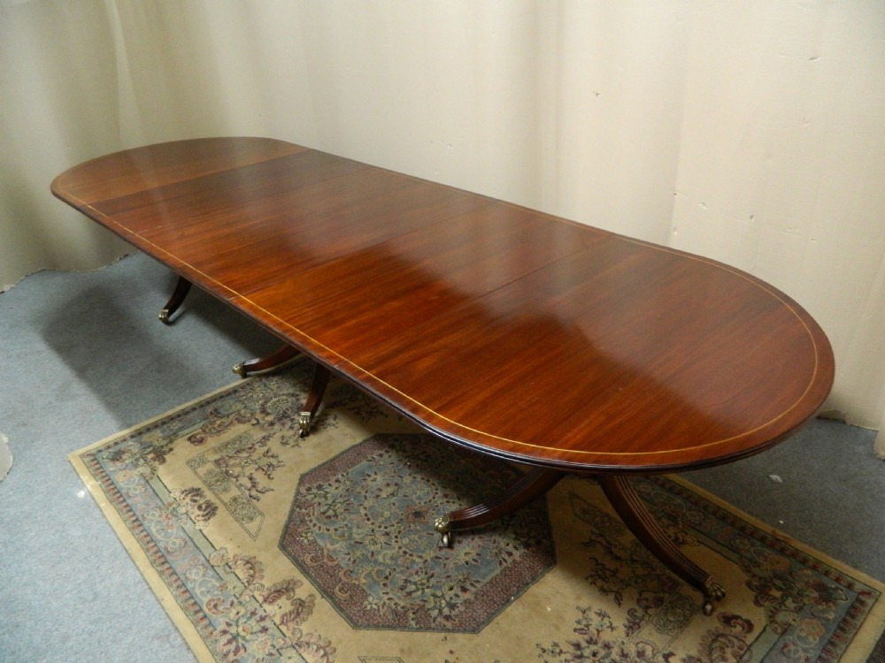 large 12'  mahogany triple pillar dining table View III