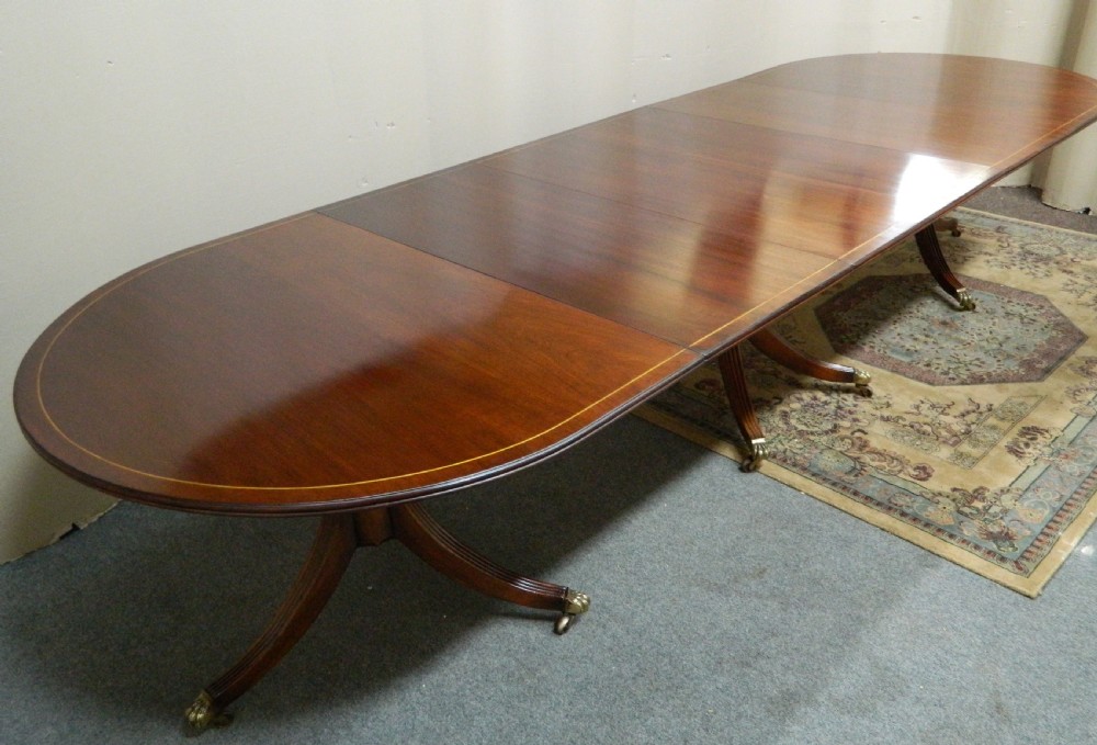 large 12'  mahogany triple pillar dining table View IV