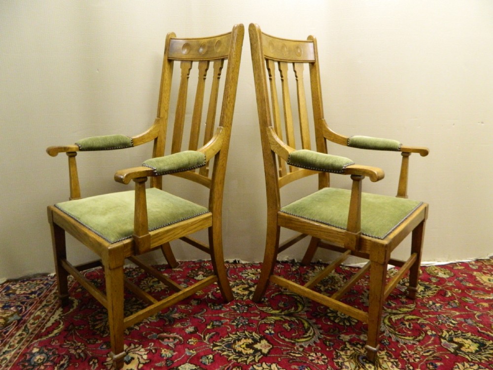 Pair of Arts & Crafts oak armchairs - Shapland & Petter