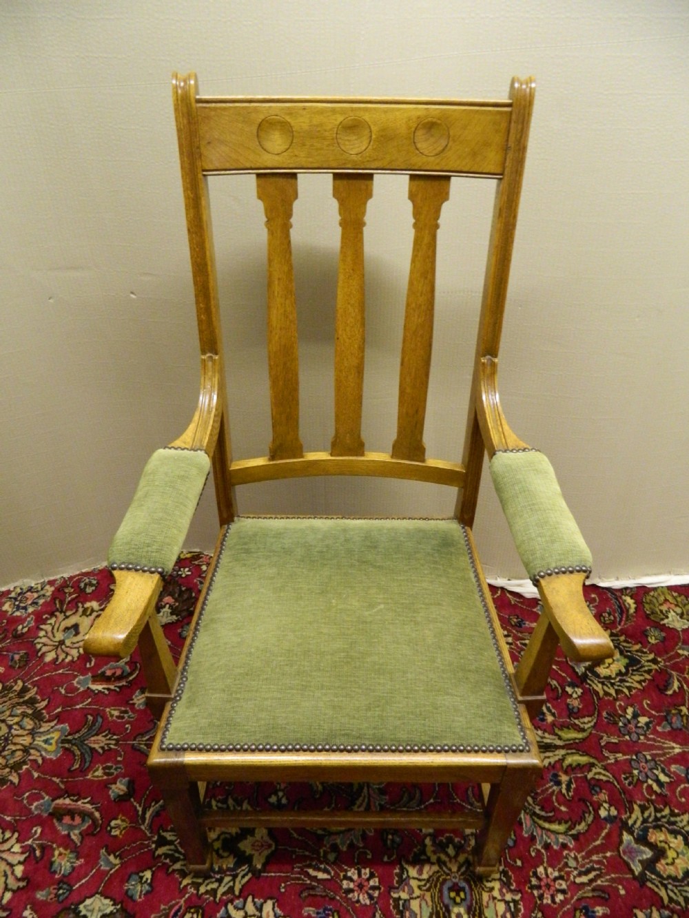 Pair of Arts & Crafts oak armchairs - Shapland & Petter View V