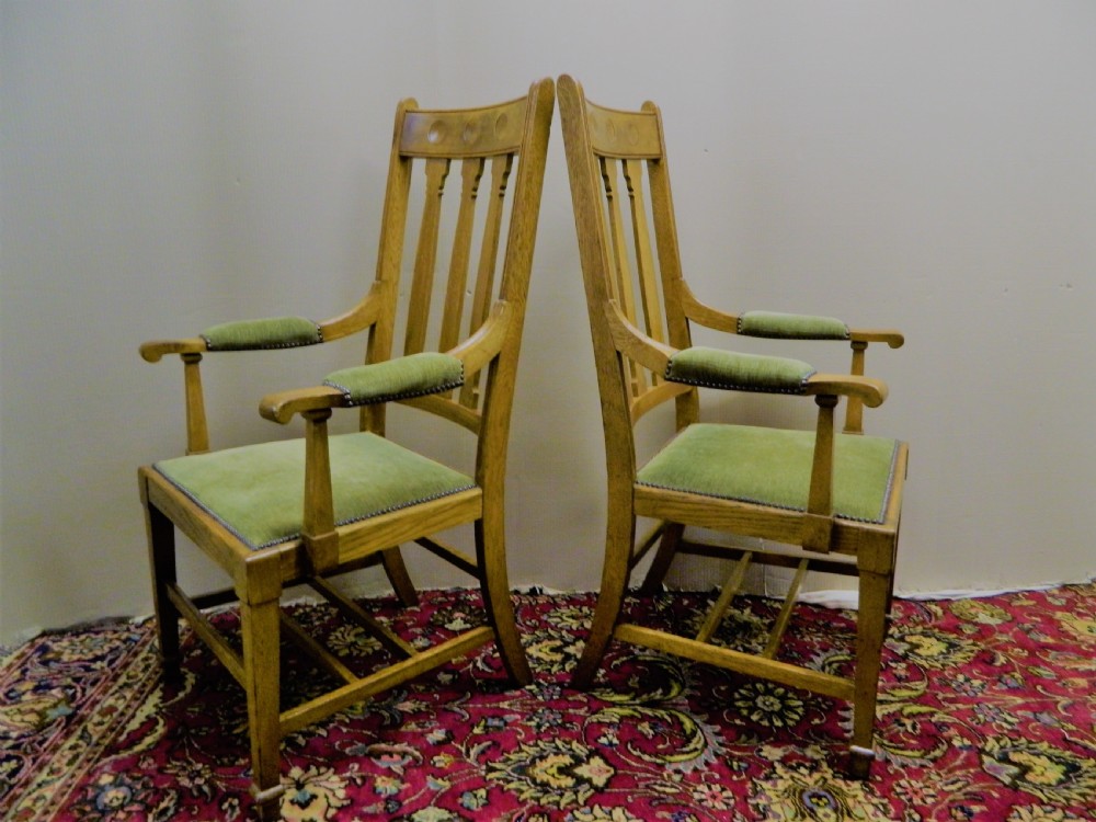 Pair of Arts & Crafts oak armchairs - Shapland & Petter View VI
