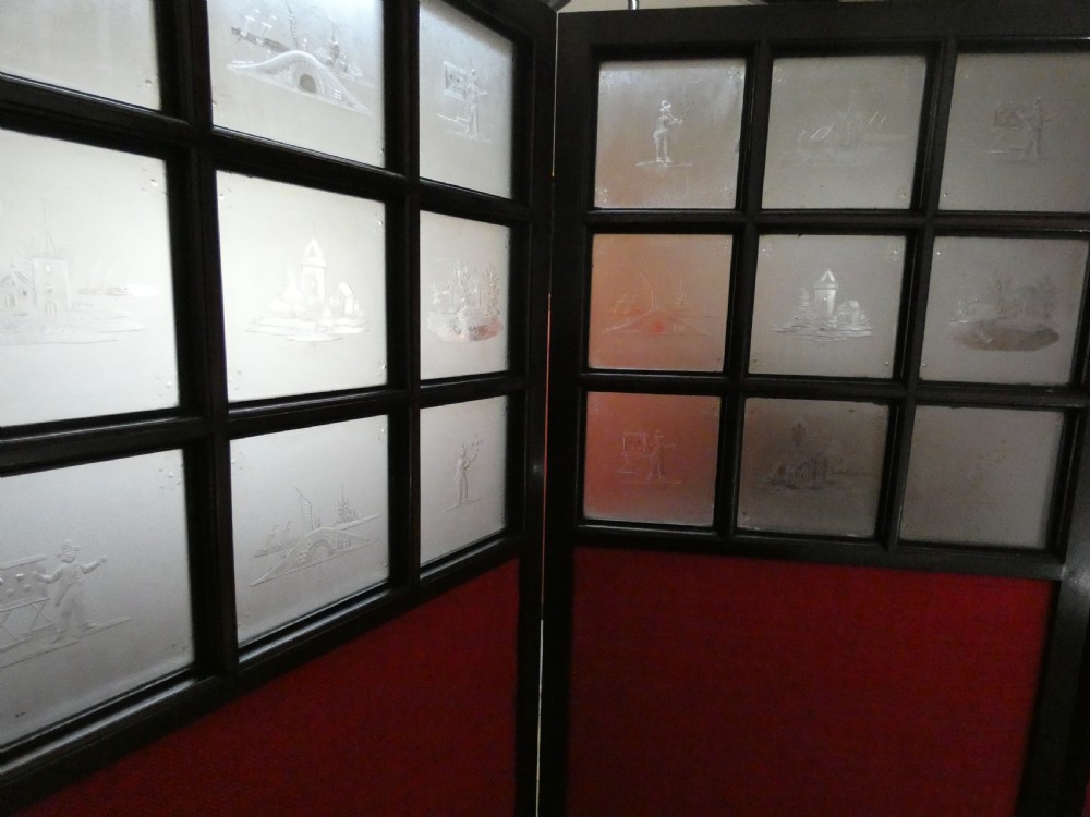 Unusual etched glass room screen - Dutch ? View II
