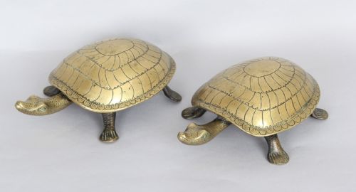 Pair of 19th Century Solid Brass Turtles