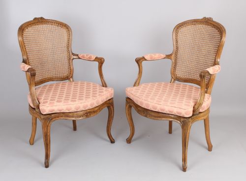 Pair of 19th Century Waxed Beech Fauteuils in the Louis Xv Style