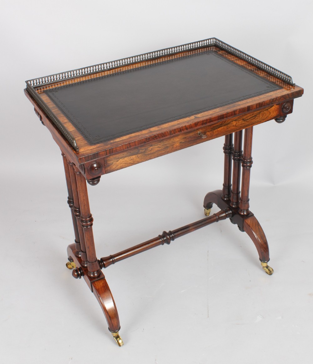 A fine George IV period rosewood small writing table View III