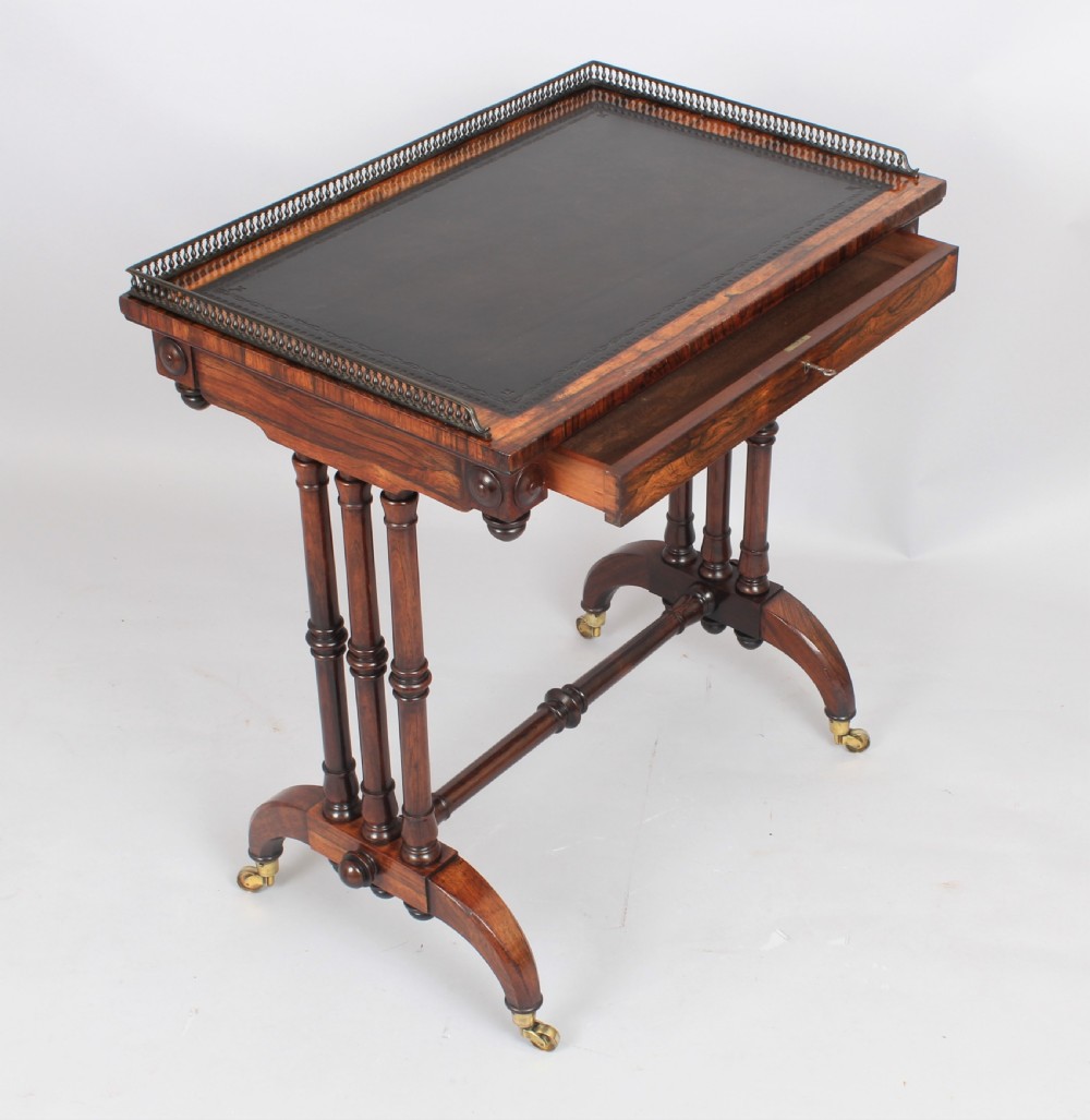 A fine George IV period rosewood small writing table View V