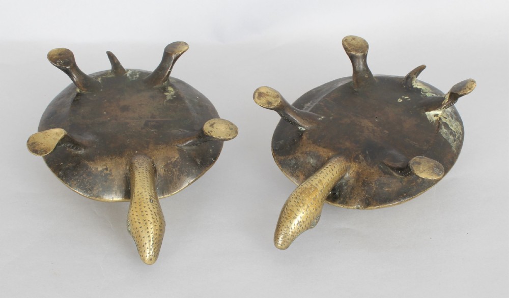 Pair of 19th century solid brass Turtles View V