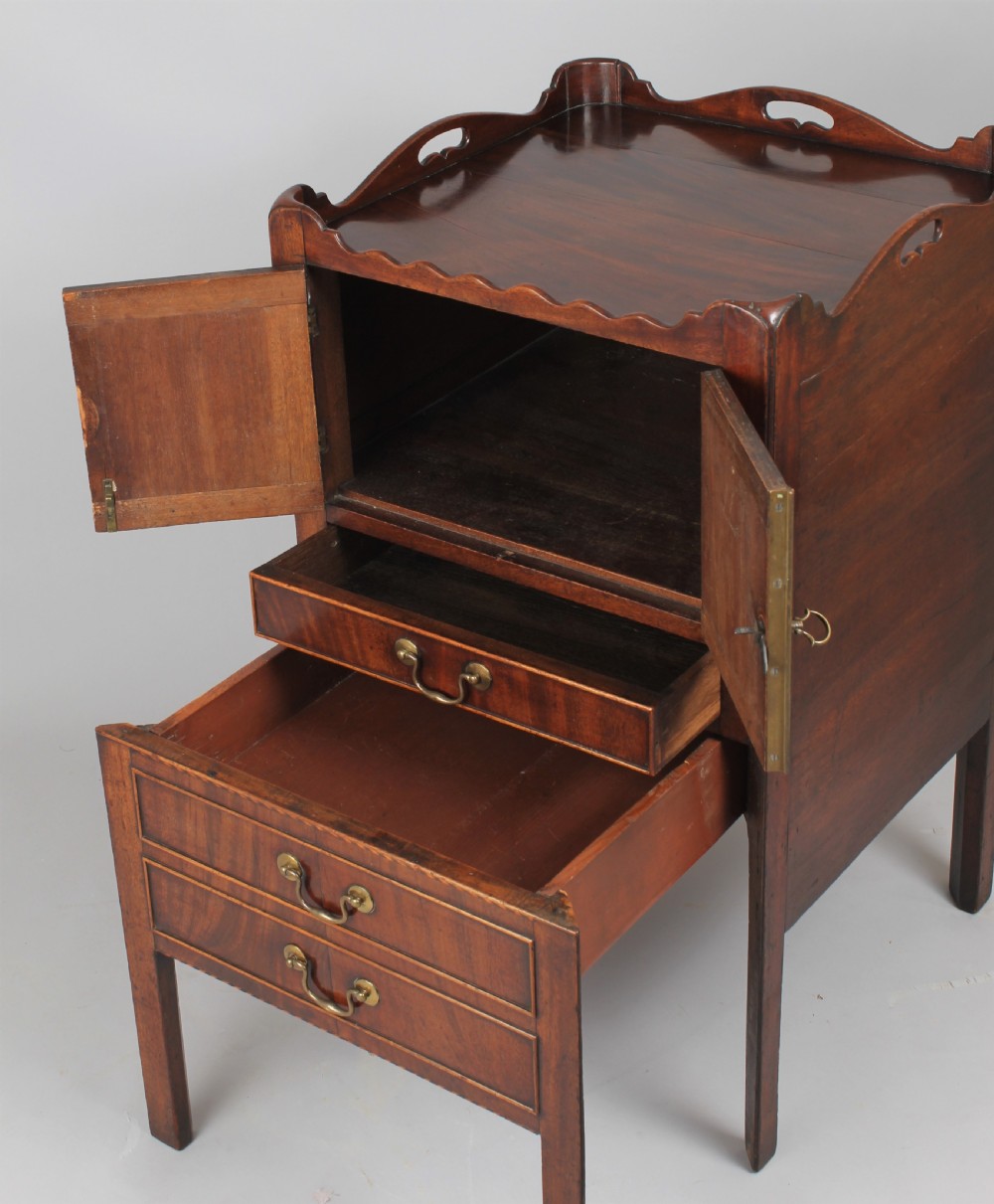 A George III period mahogany tray top bedside commode View V