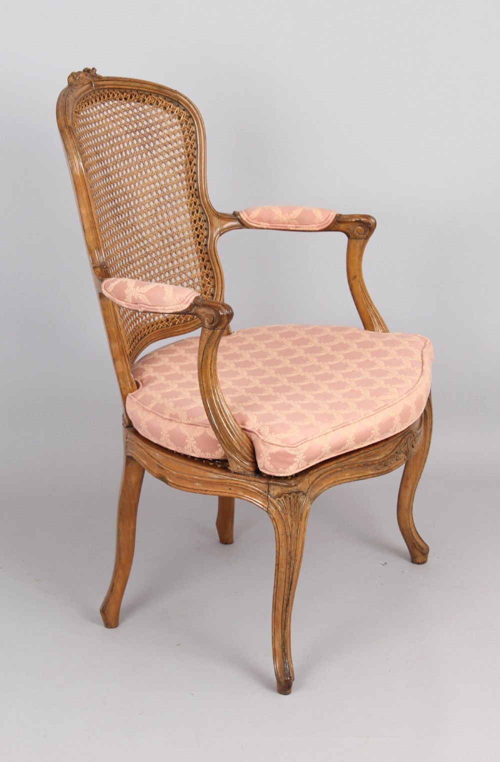 Pair of 19th century waxed beech fauteuils in the Louis XV style View II